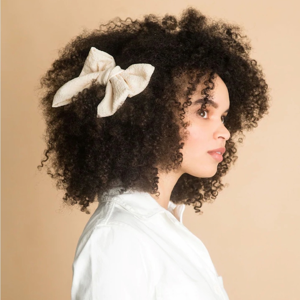 Cream Linen Hair Bow Barrette